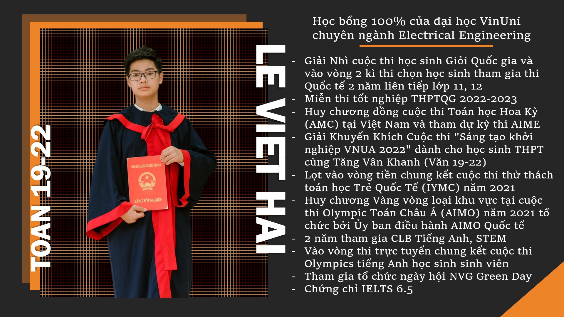 Câu chuyện của chàng trai chuyên Toán đạt học bổng trị giá 100% của VinUni cùng nhiều thành tích đáng nể